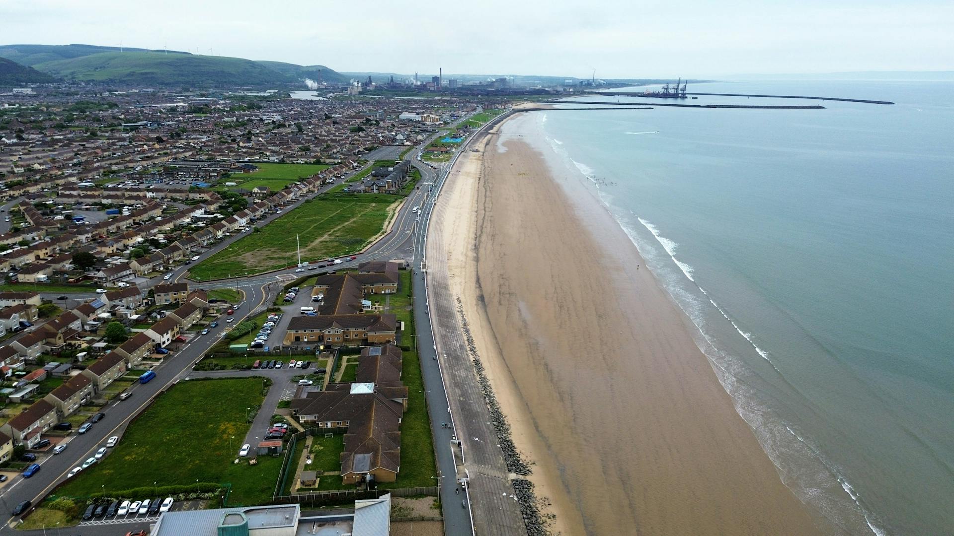 Town by the Beach on a Seashore, Wales 