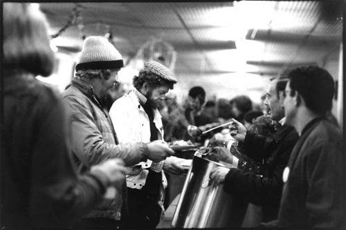 Black & white archive photo of Crisis at Christmas guests in 1972