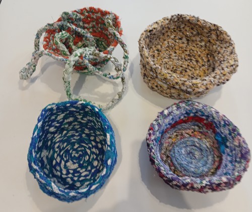 Four woven fabric bowls